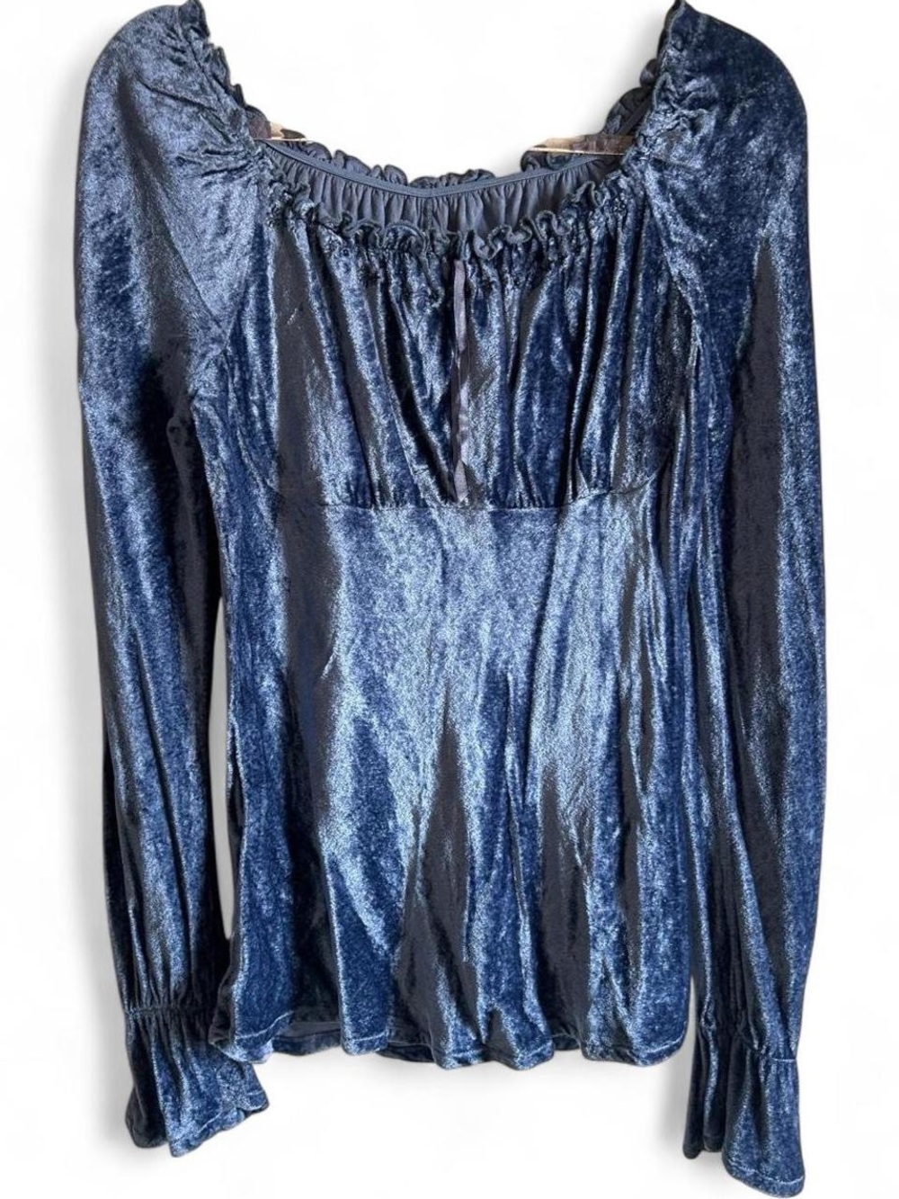 Faded Glory Y2K Whimsigoth Fairy Goth Grunge Size M Velvet Babydoll Top Blue